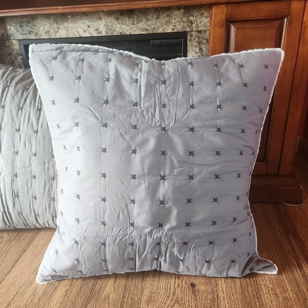NWOT Gray Patchwork Euro Pillow Covers Set of 2